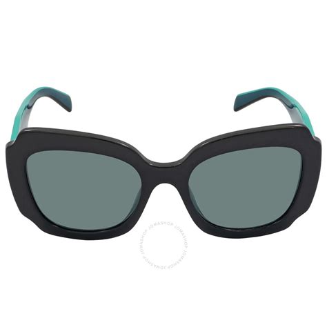 Prada Azure Mirrored Internal Silver Irregular Ladies Sunglasses 